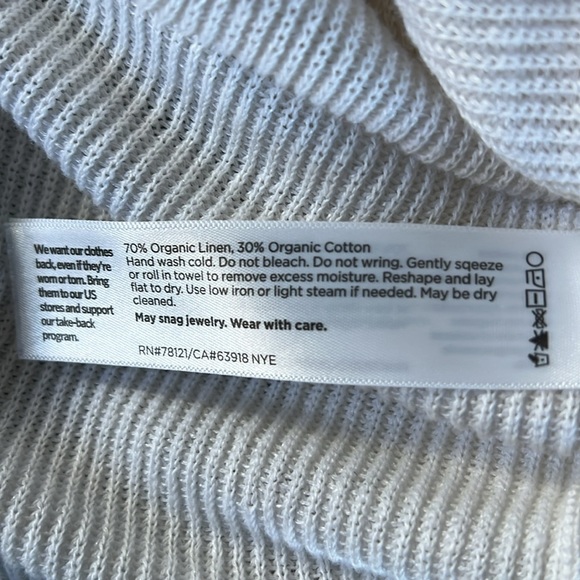 Eileen Fisher white 3/4 Length sleeve knit - Picture 5 of 5